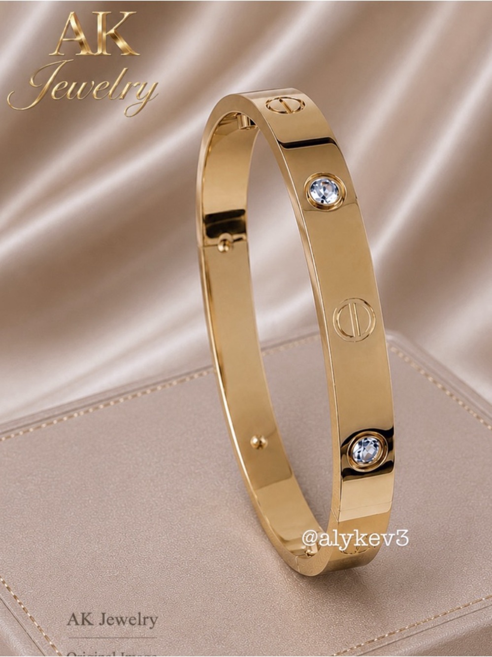 💎18k MEN’S LUXURY GOLD CZ DIAMOND STONE Screw BRACELET Cuff Bangle Gold Plated